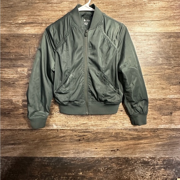Zella Girl Olive Green Bomber Jacket with Elastic Waistband - Picture 4 of 9